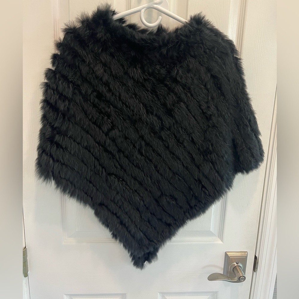 Black Rabbit Fur Cape, Size 6, excellent condition